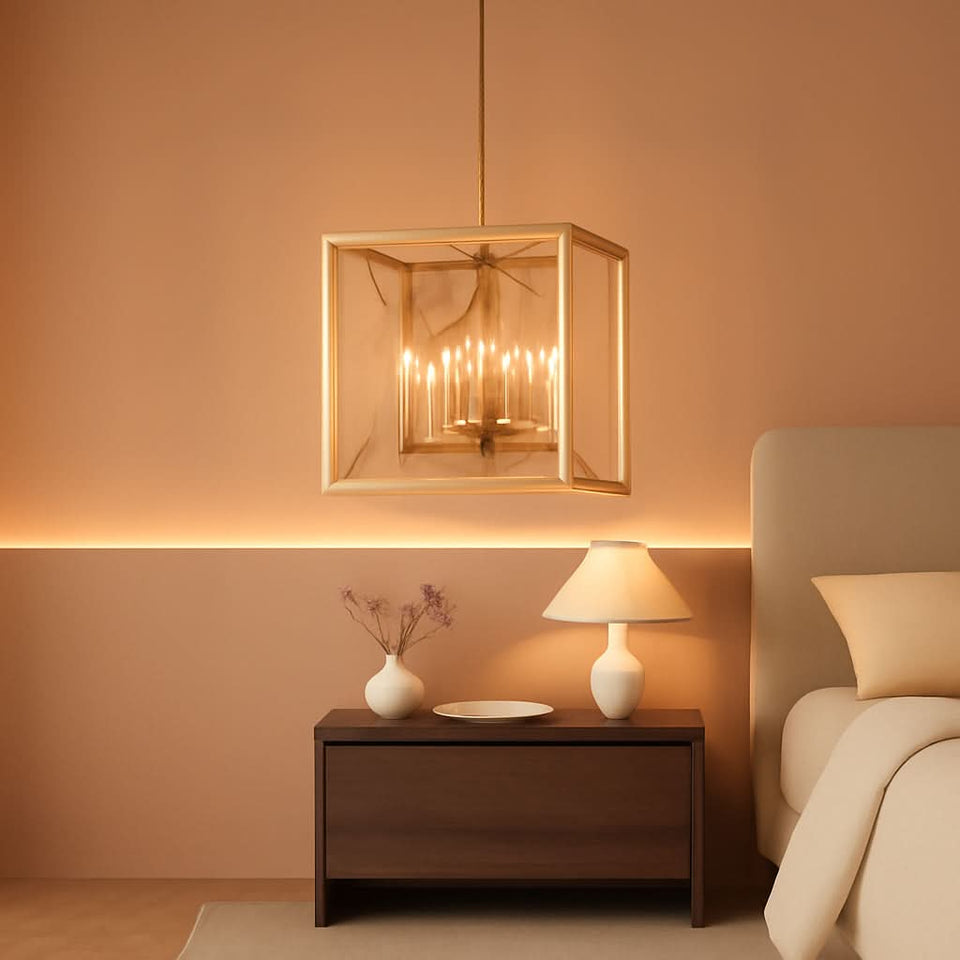 Six Light Gold Pendant Light Modern Farmhouse Chandelier