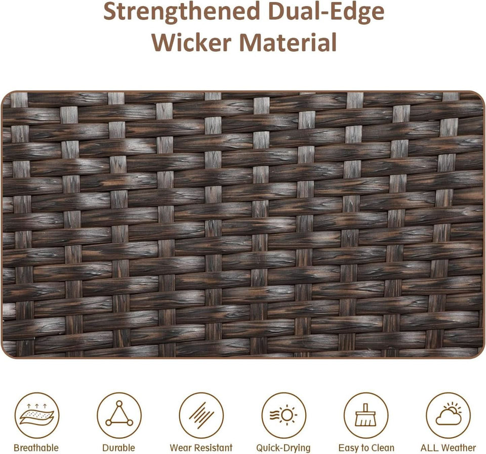 Outdoor Wicker Chair Set with Cushions for Patios