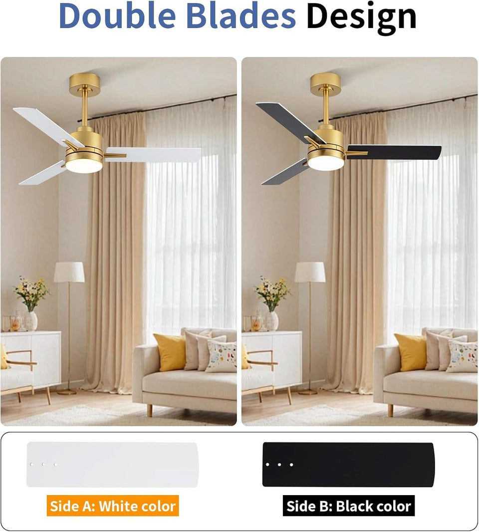 42 Inch Gold Ceiling Fan With Integrated LED Lighting