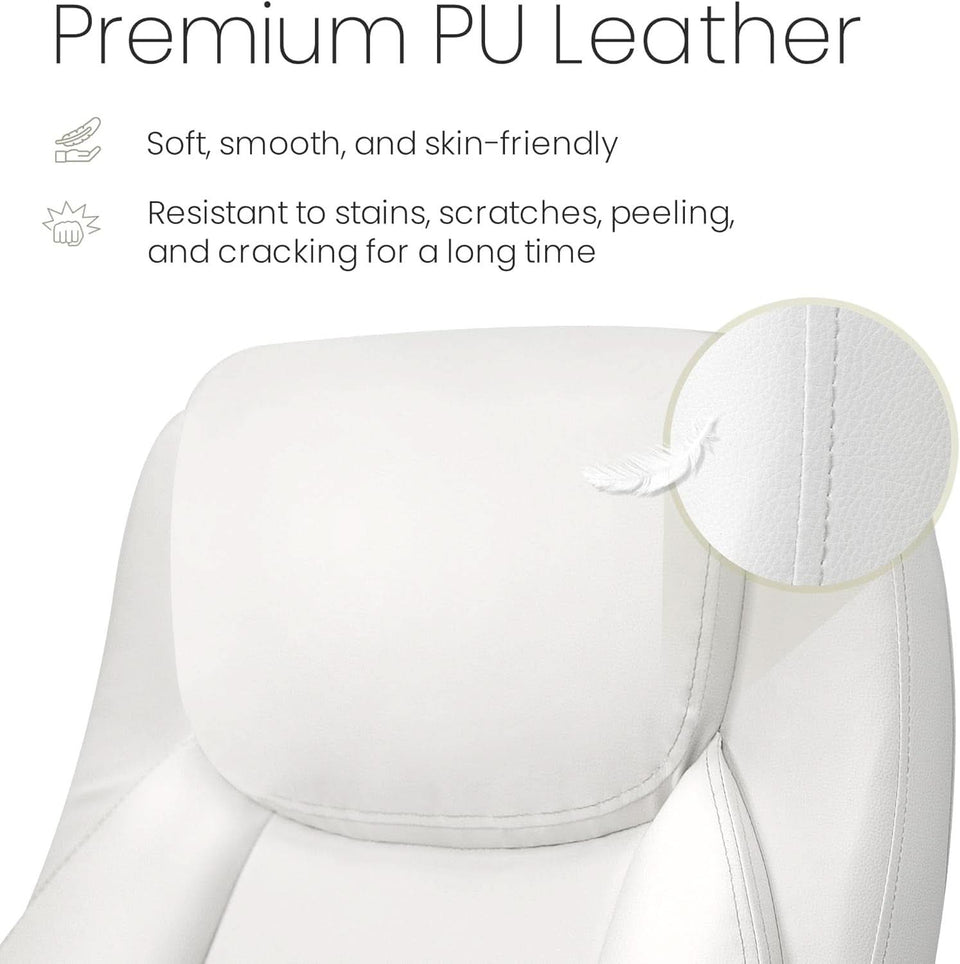 White Ergonomic Office Chair With Lumbar Support Adjustable