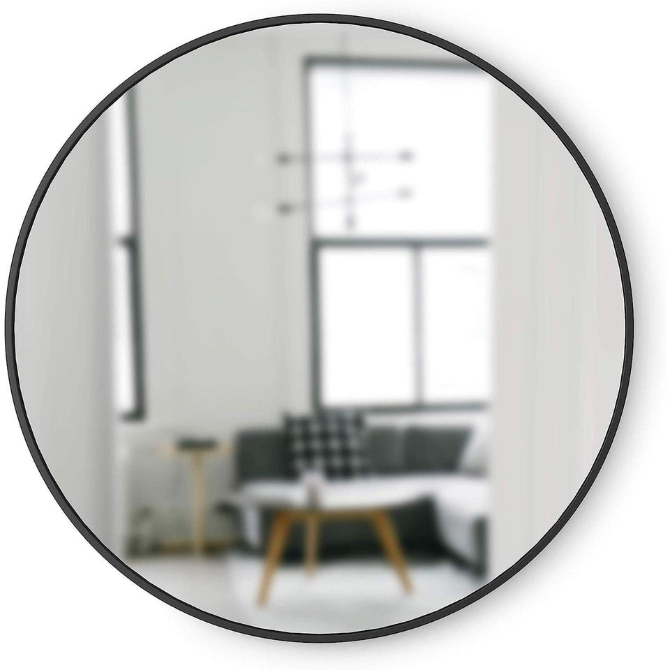 Round Rubber Wall Mirror 37 Inch Diameter With Protective Rubber Frame