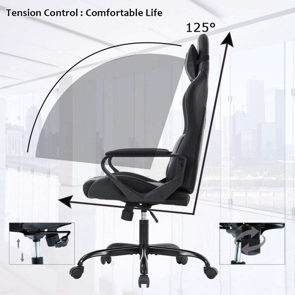 Gaming Chair With Ergonomic Adjustable Lumbar Support