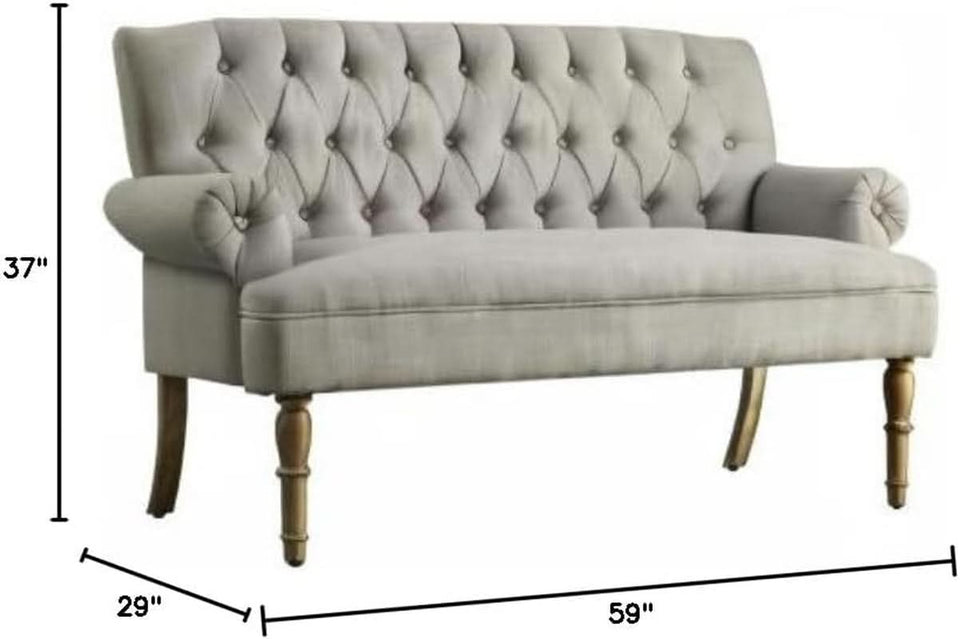 Dove Gray Loveseat Sofa With Button Tufting Sinuous Springs