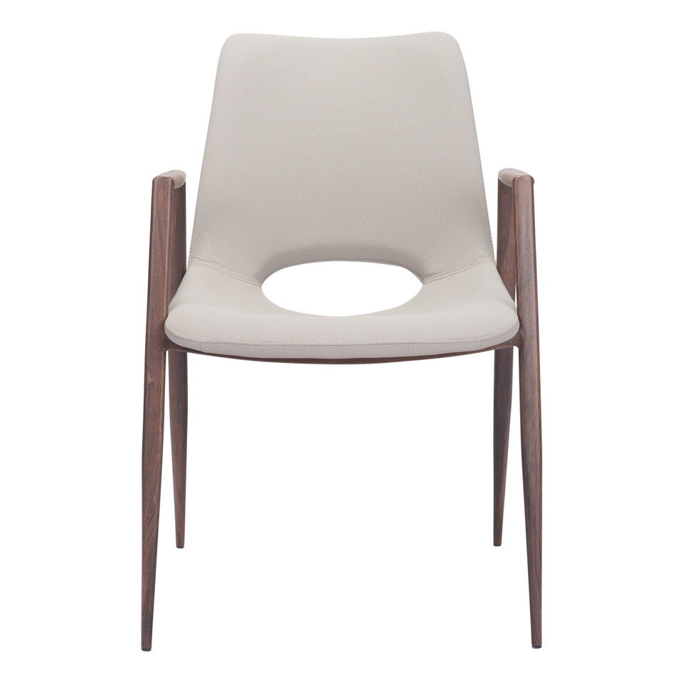 Desi Dining Chair (Set of 2) Beige & Walnut