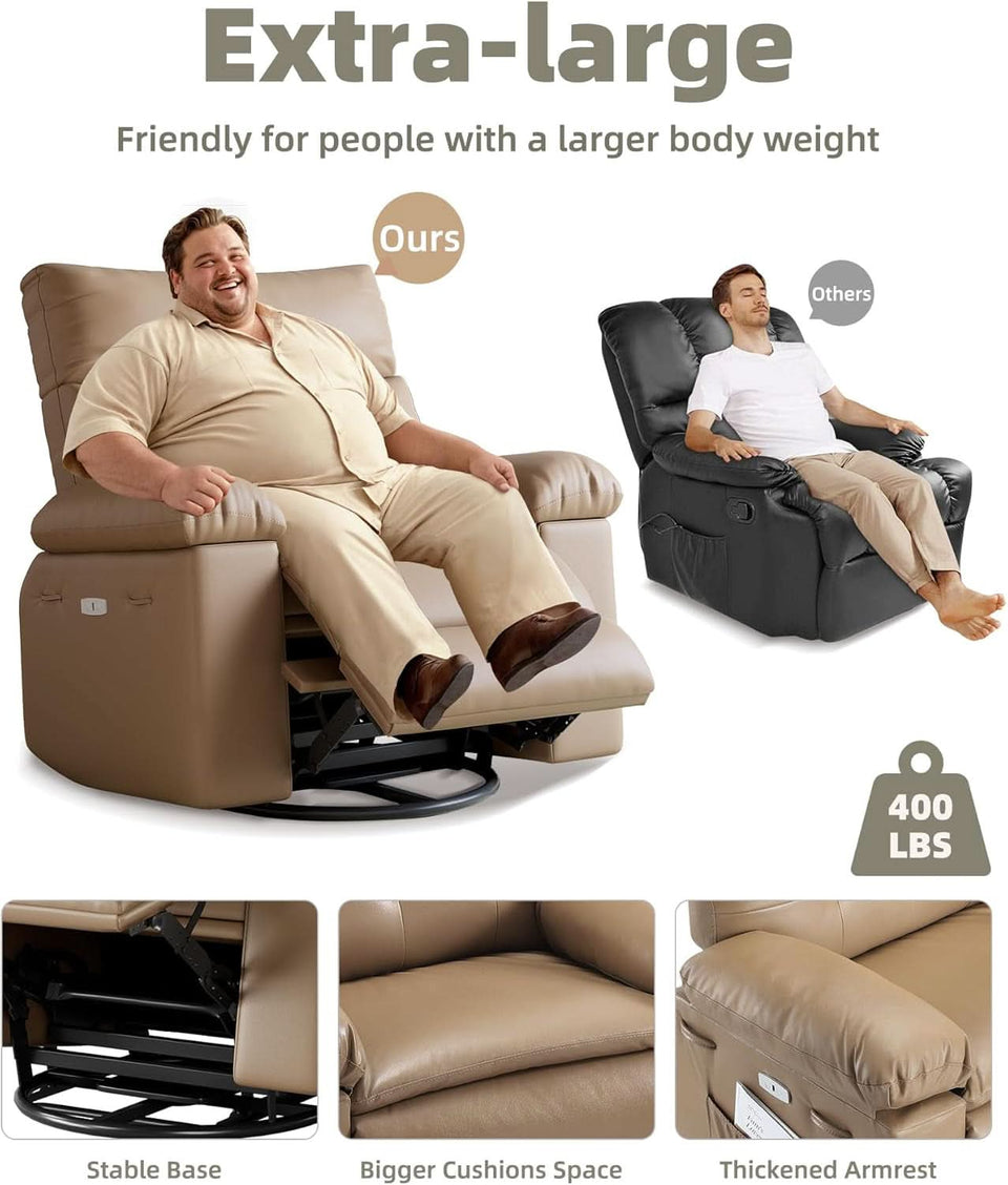 Power Swivel Massage Recliner With Heat And Vibration