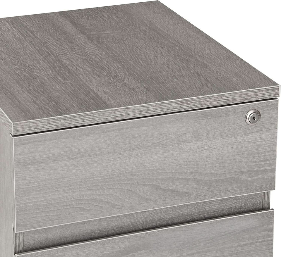 Grey Rolling Locking Two Drawer Vertical Filing Cabinet