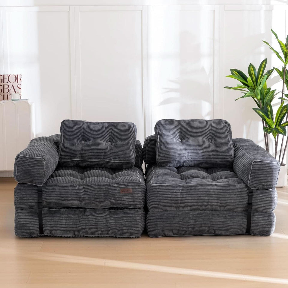 L Shaped Folding Sofa Bed Grey Convertible Sleeper Sofa