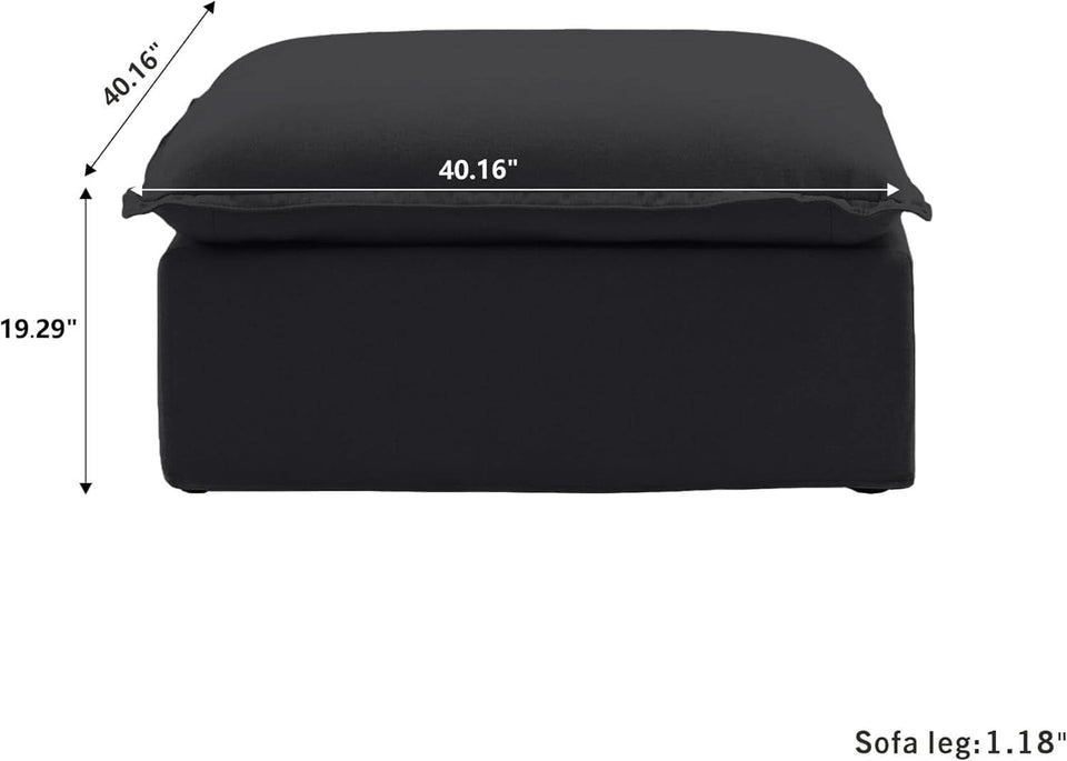 Black Storage Ottoman With Removable Cushion Covers