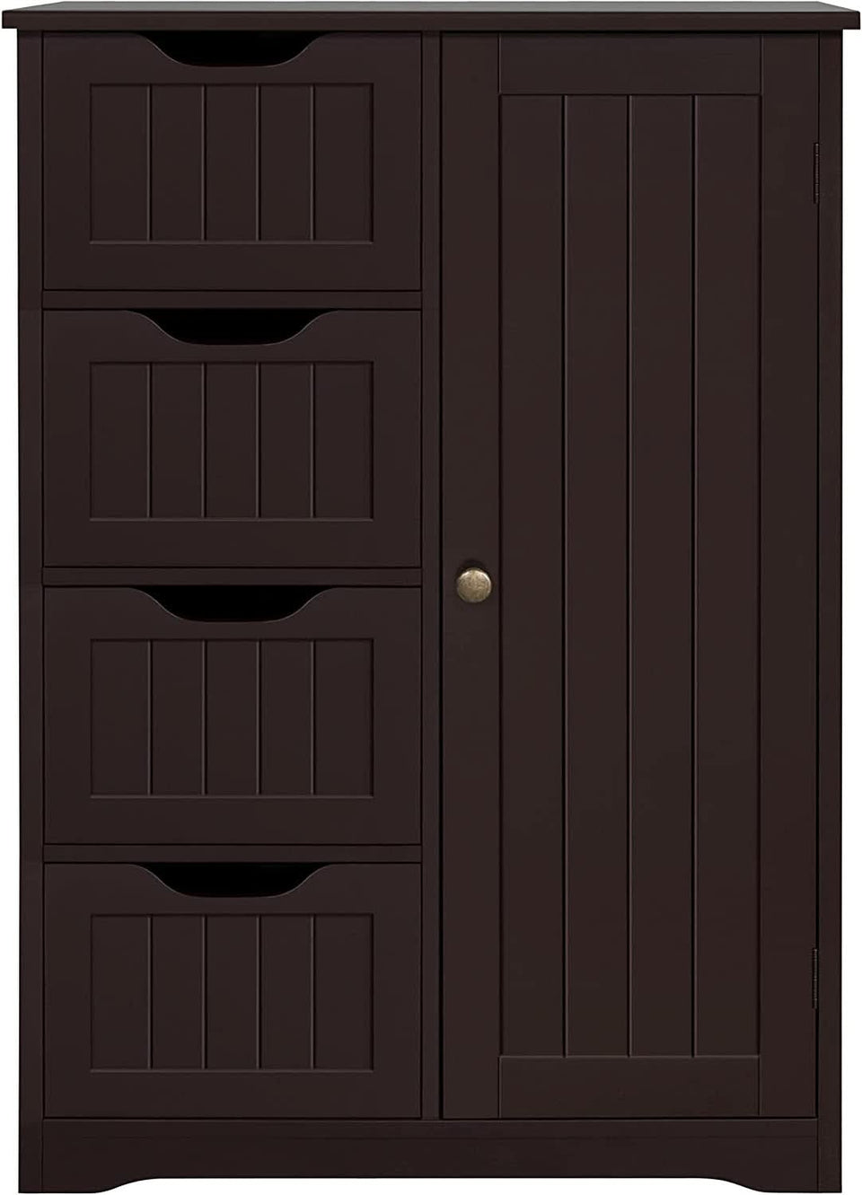 Brown Wooden Bathroom Floor Cabinet With 4 Drawers