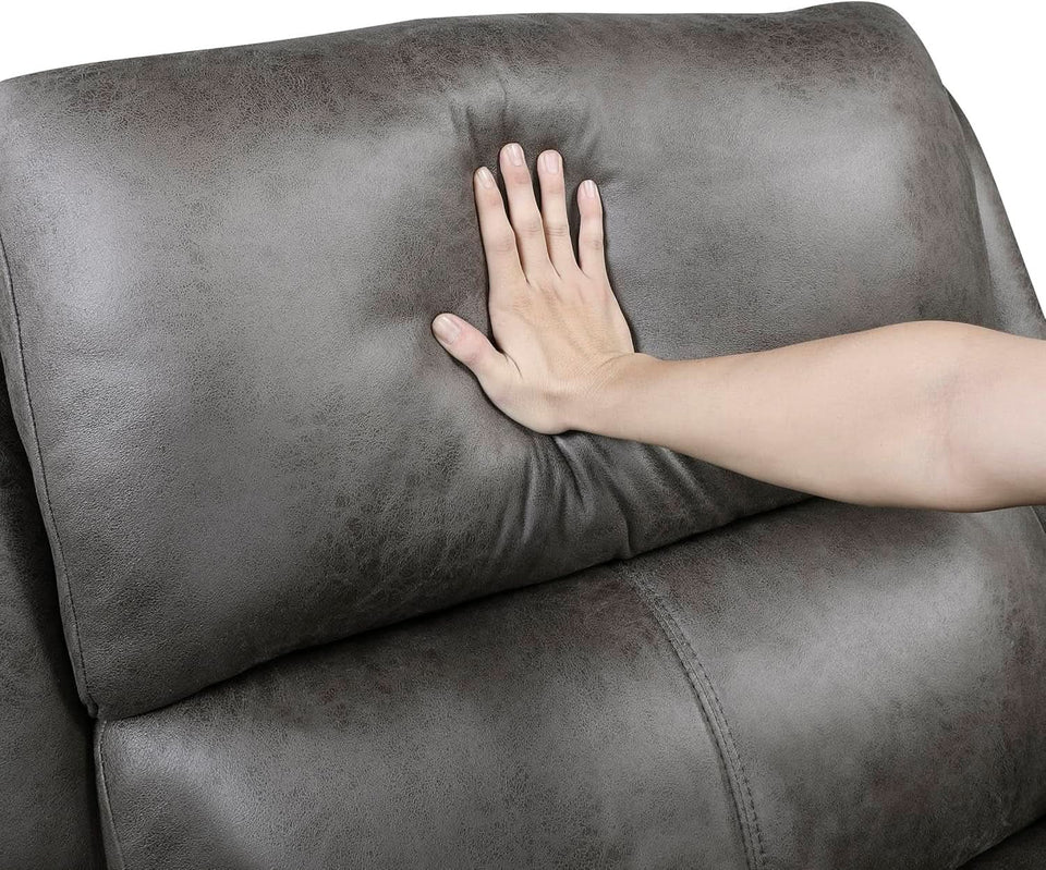 Grey Rocker Recliner Chair With Manual Recline Living Room