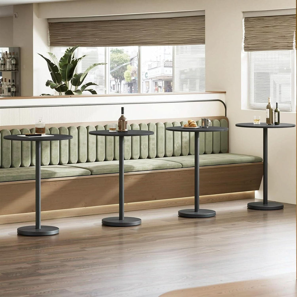 Round Counter height Bar Table Set Industrial Black