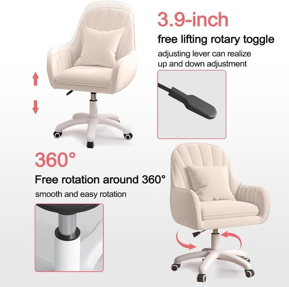 Velvet Mid Back Office Chair With Adjustable Height
