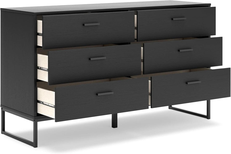 Socalle Modern 6-Drawer Dresser Black With Safety Stop
