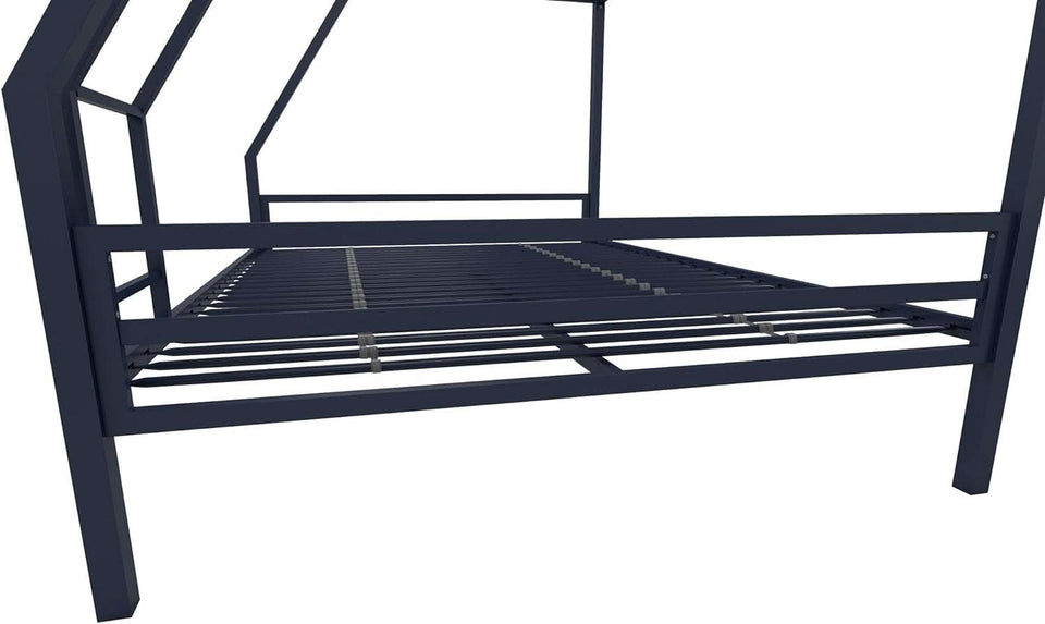 Maxwell Twin-Over-Full Metal Bunk Bed Navy Blue With Ladder