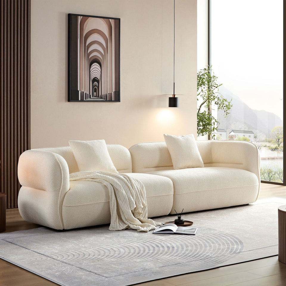 Sectional Sofa With Durable Fabric, Solid Wood Frame, And High Density Sponge Fill