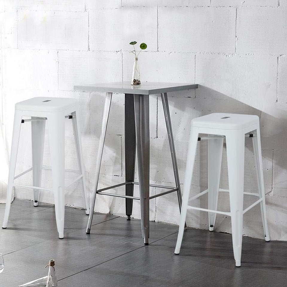 30 Inch Stacking Metal Bar Stool Indoor Outdoor Use