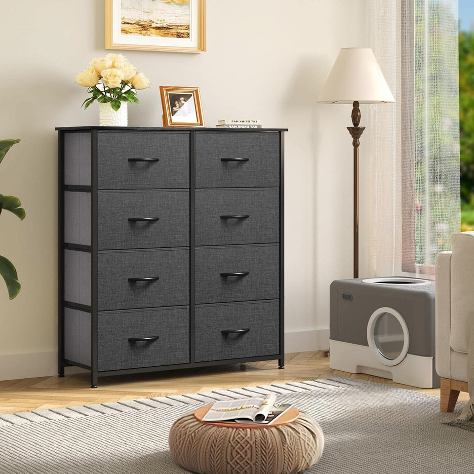 Tall Fabric Dresser With 8 Drawers For Bedroom Storage