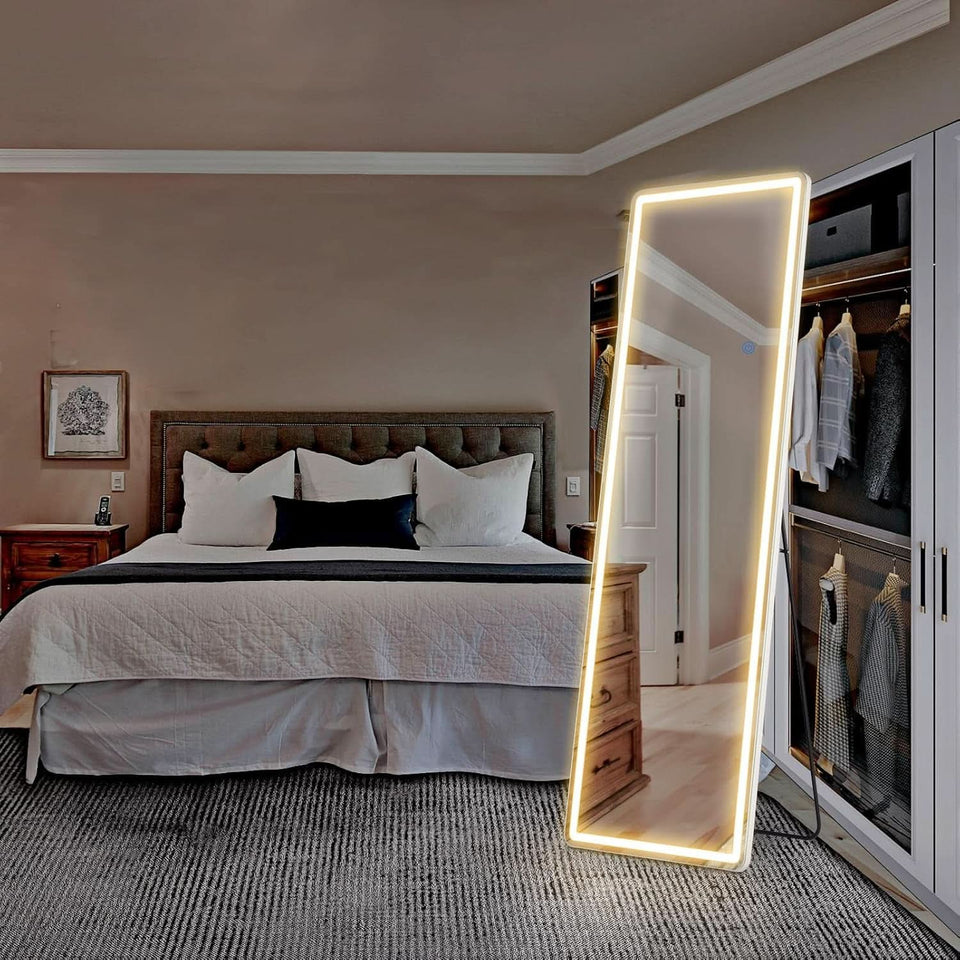 LED 20x63 Full Length Mirror With 3 Color Lights For Bedroom