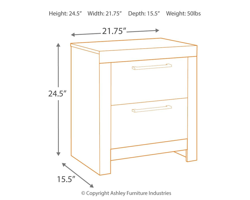 Derekson - Two Drawer Night Stand - Multi Gray