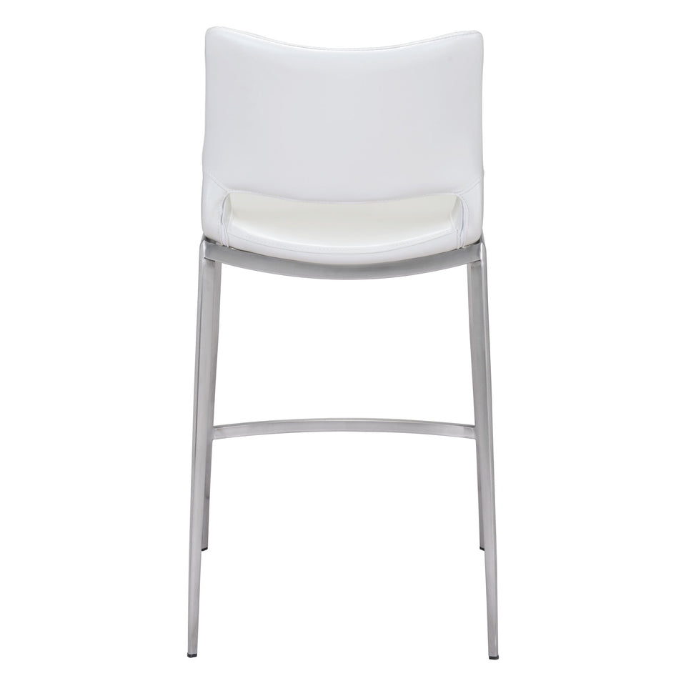 Ace Counter Stool (Set of 2) White & Silver