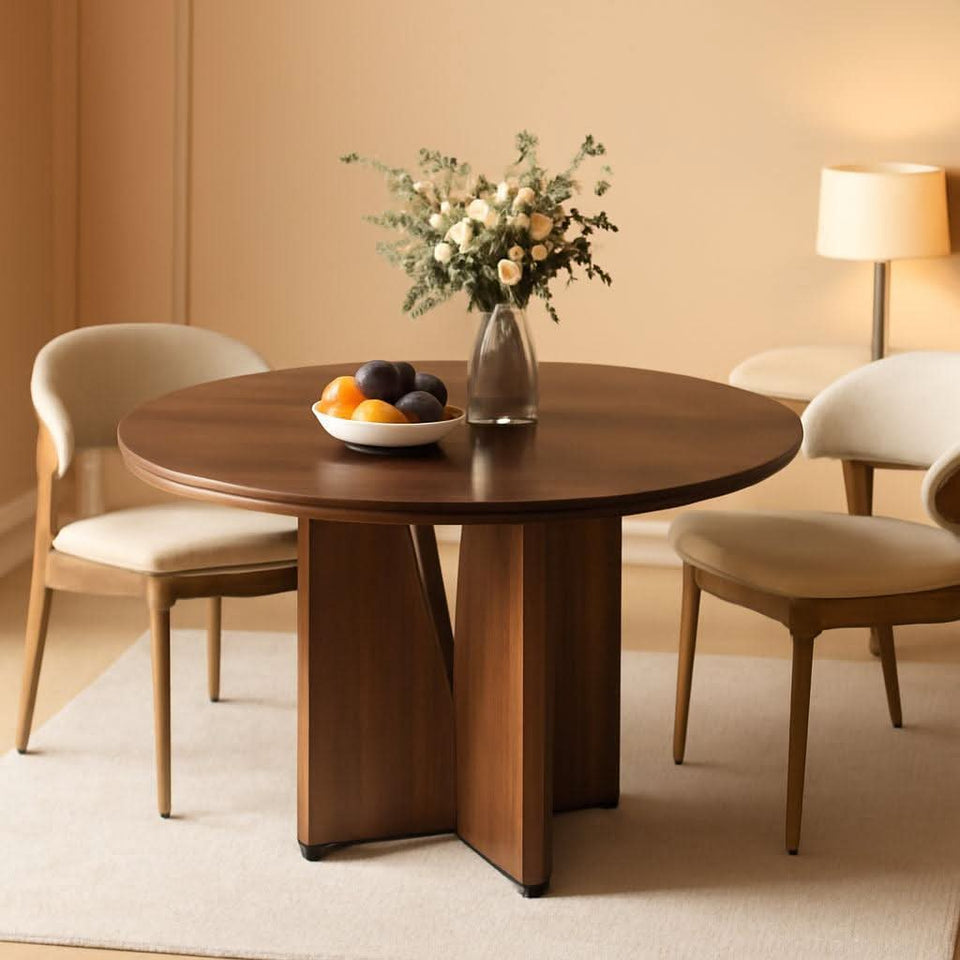 Round 39 Inch Dining Table Rustic Dark Brown Seats 2 To 4