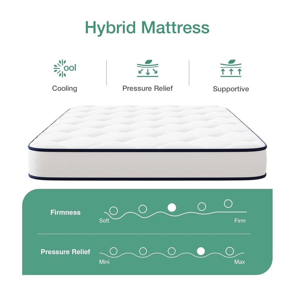 Twin 6 Inch Bonnell Spring Hybrid Mattress Adaptive Foam