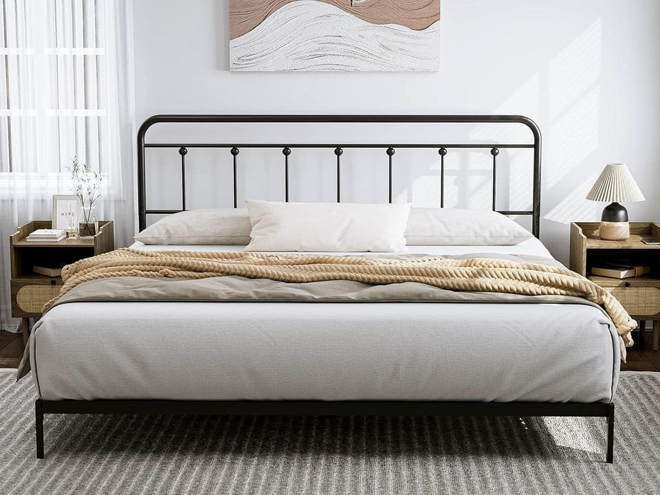 Adjustable Height Metal Headboard in Farmhouse Victorian Style