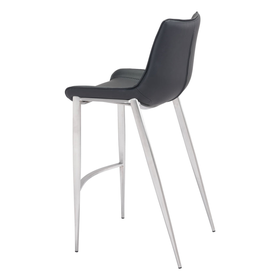 Magnus Barstool (Set of 2) Black & Silver