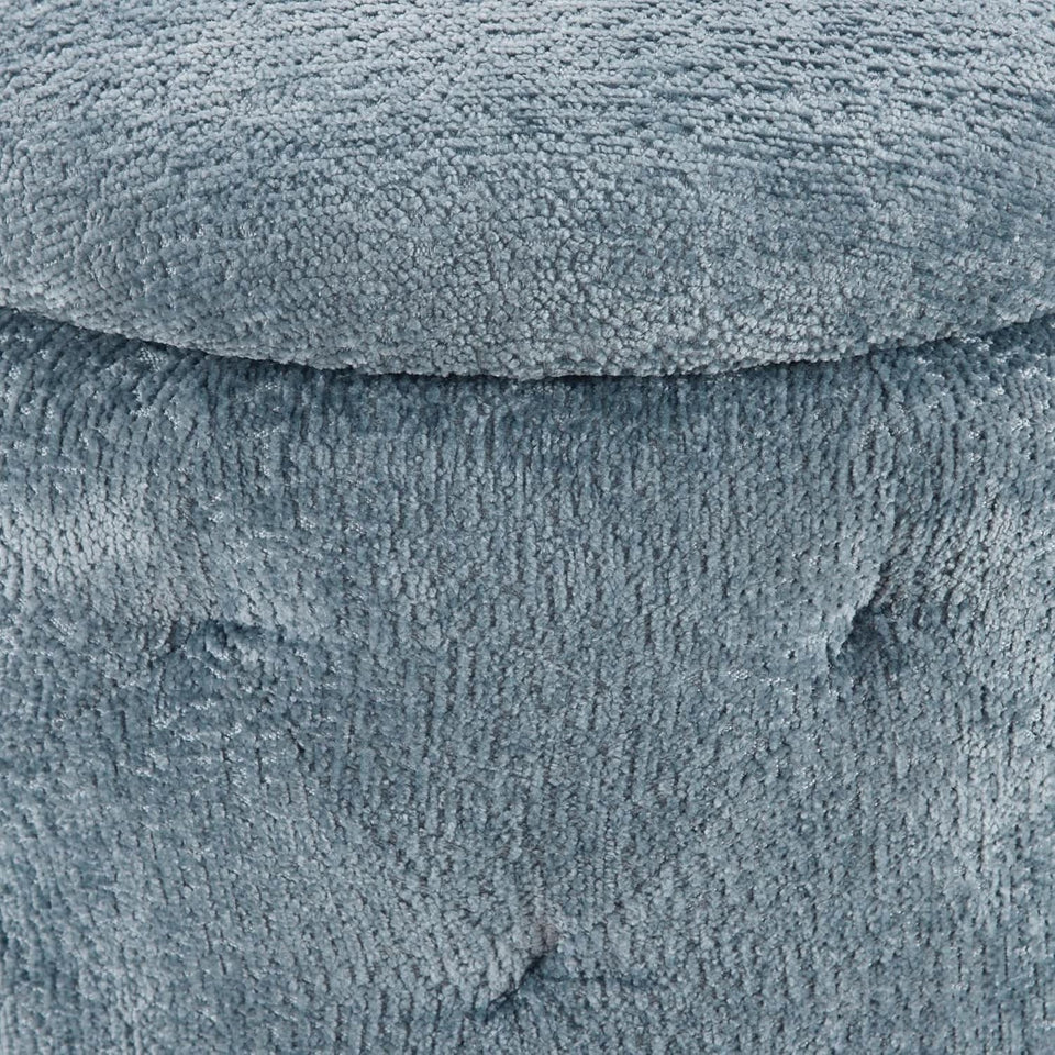 18.75 Inches Circumferential Sky Blue Storage Ottoman