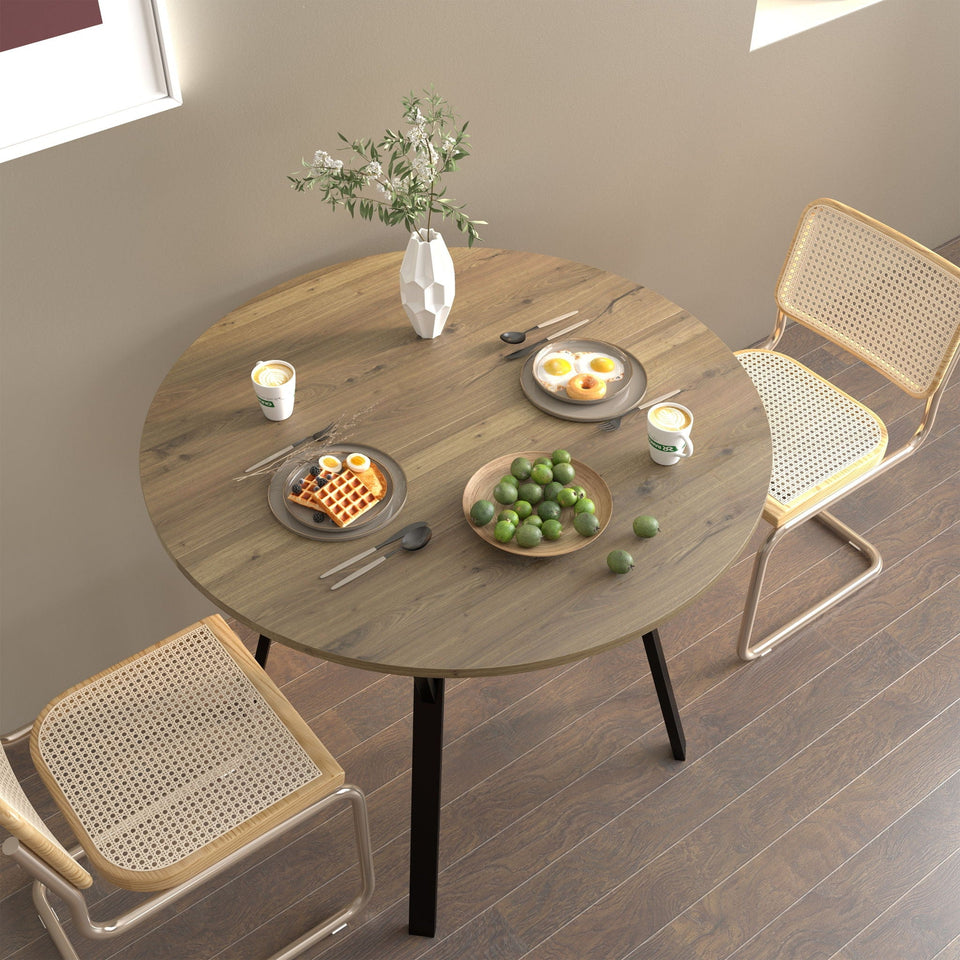 Round Dining Table, For 2 - 4 People - Rustic Brown