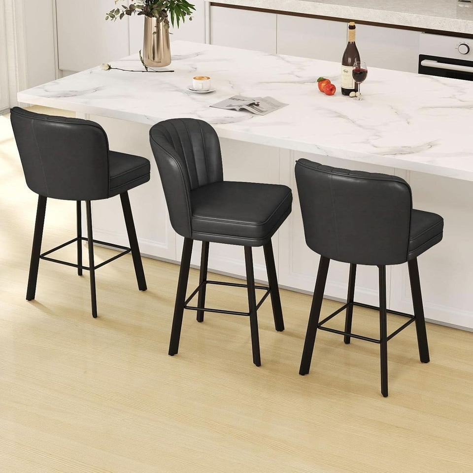 Modern Swivel Counter Height Bar Stools Set of Four