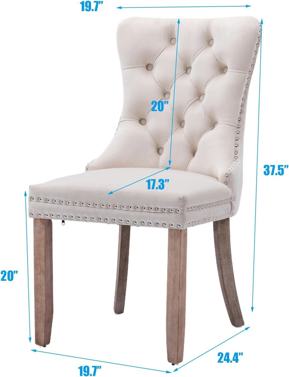 Velvet Dining Chairs Set Of 6 Beige Tufted High Back