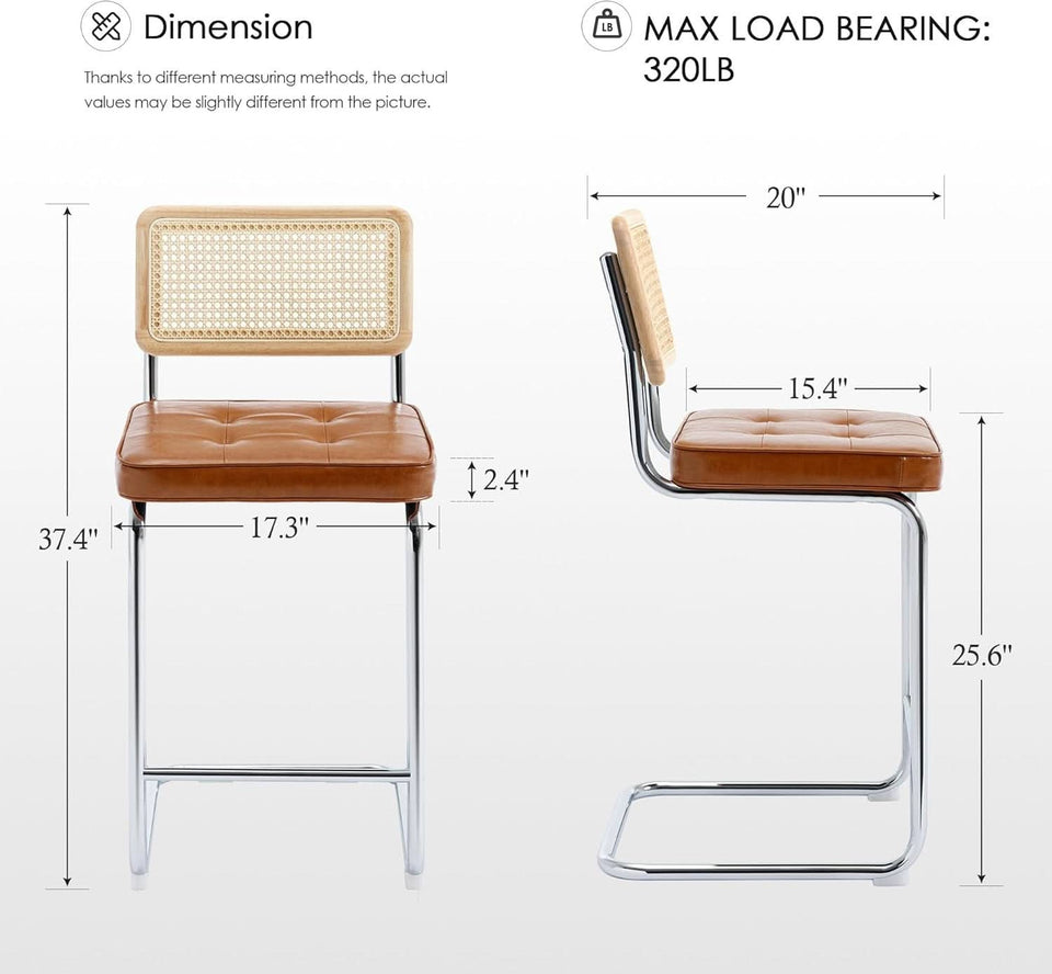 Modern Rattan Bar Stools Set of Two for Kitchens