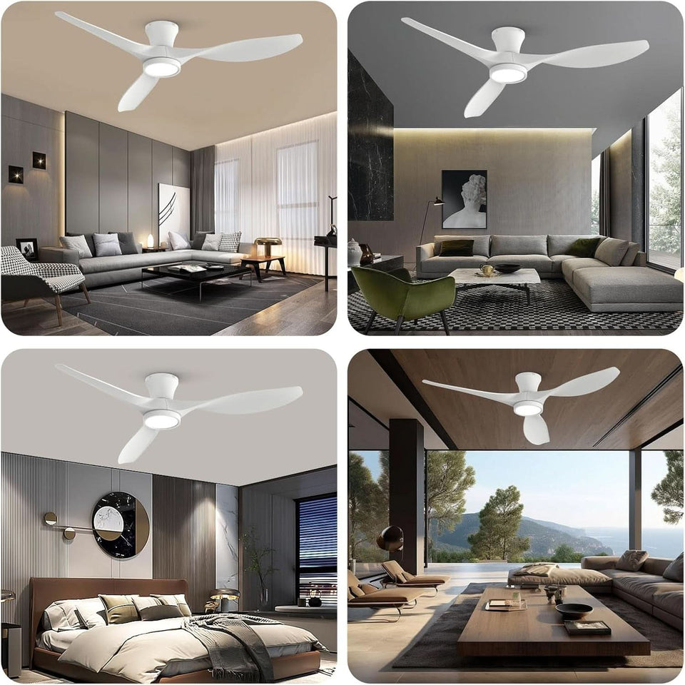 52 Inch Ceiling Fan With Remote And Quiet DC Motor For Bedroom And Living Room