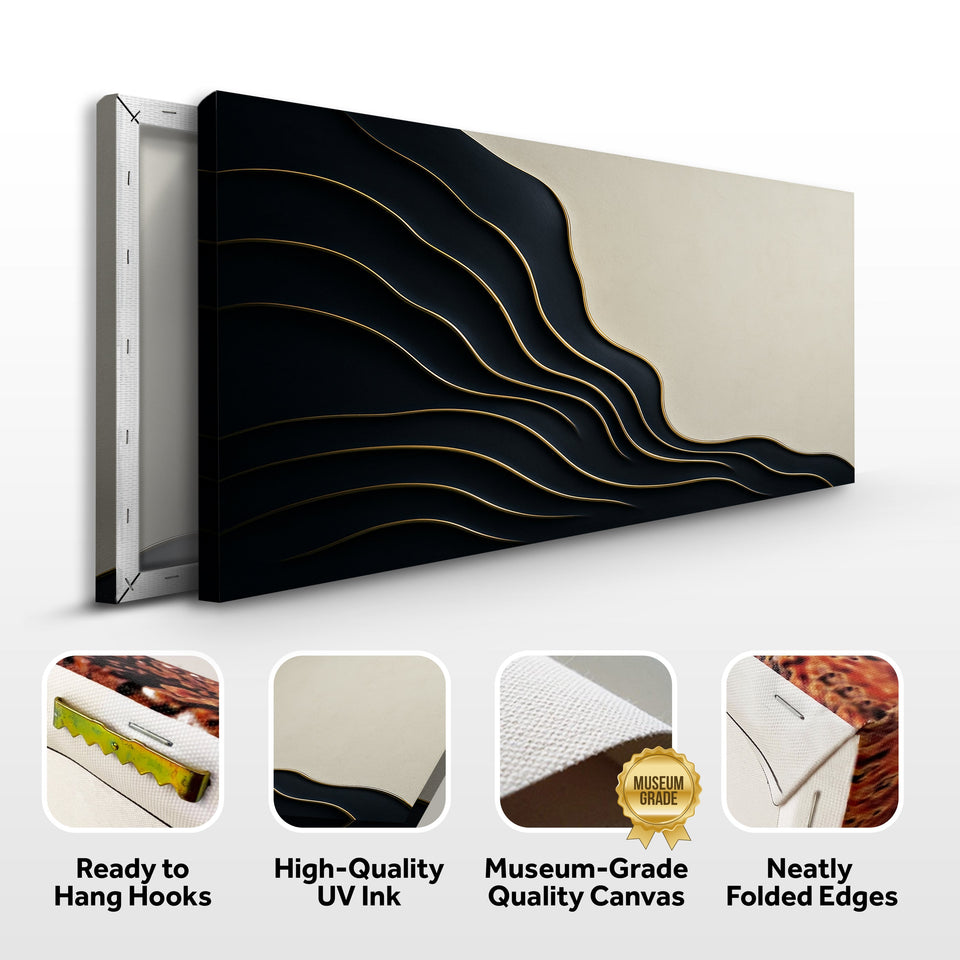 Black and Gold Minimalist Abstract Wall Art