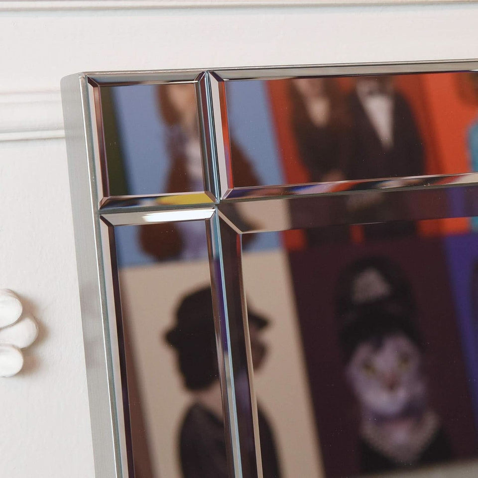 Modern Squared Corner Rectangle Wood Wall Mirror 24 x 54