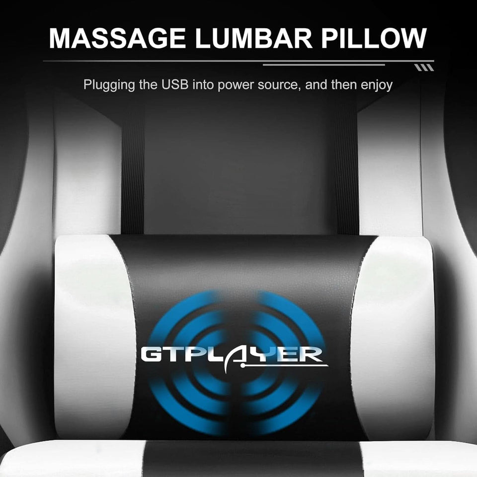 White Gaming Chair With Footrest And Lumbar Support