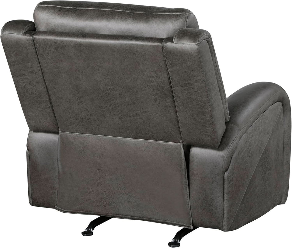 Grey Rocker Recliner Chair With Manual Recline Living Room