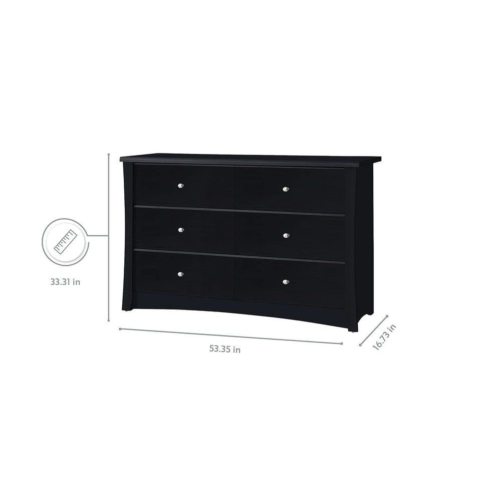 Crescent 6 Drawer Double Dresser Black GREENGUARD Gold