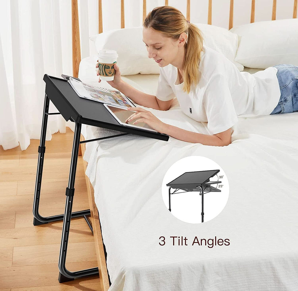 Adjustable TV Tray Table With 6 Height Settings And 3 Tilt Angles Black