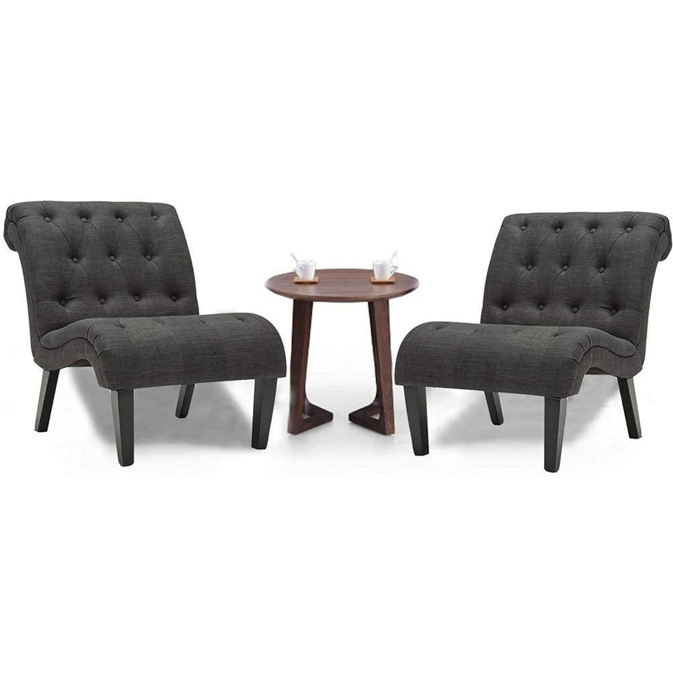 Set Of 2 Button Tufted Slipper Chairs For Living Room