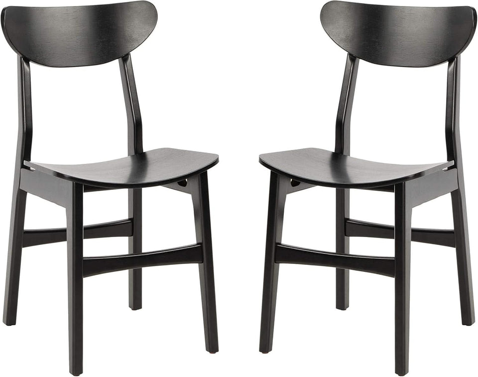 Retro Black Wood Dining Chair Set Of 2 For Home Dining