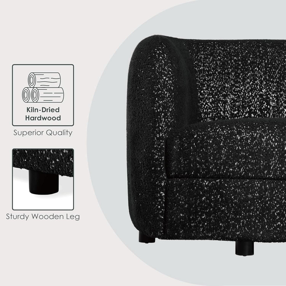 Nimiane Modern Boucle Sofa Set Black With Curved Arms
