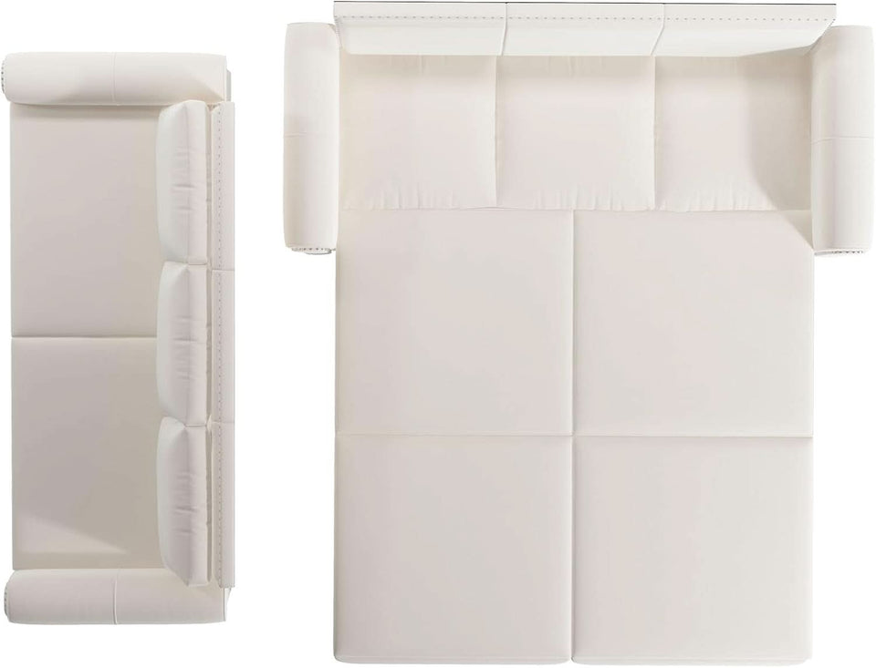 King Size Multifunctional Sleeper Sofa Beige Velvet