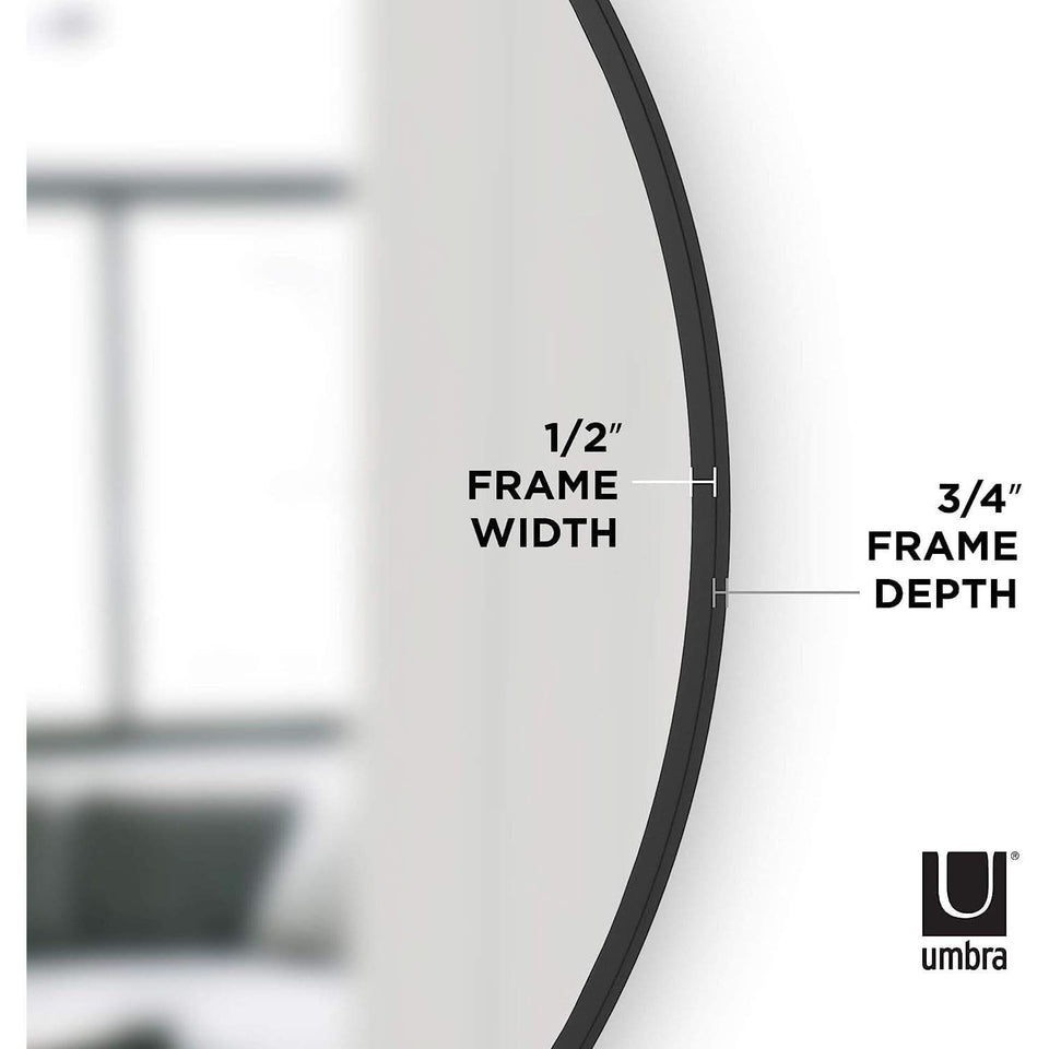 Round Rubber Wall Mirror 37 Inch Diameter With Protective Rubber Frame