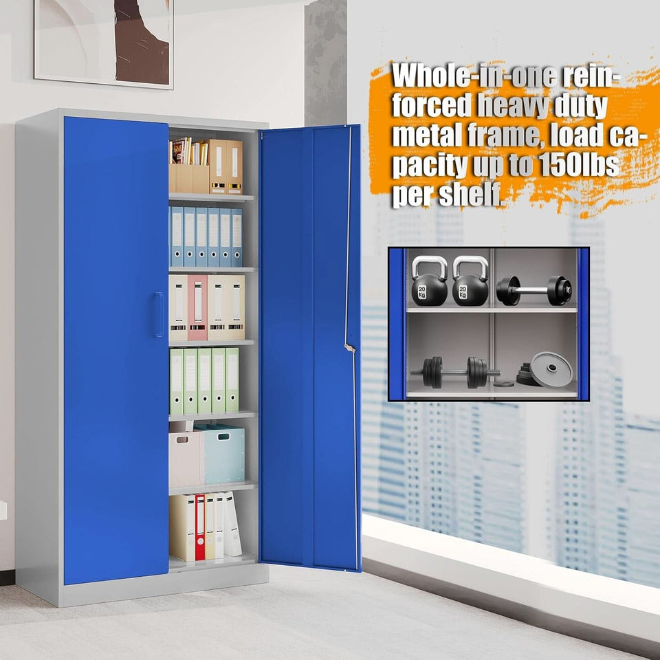 Lockable 71 Inch Metal Garage Storage Cabinet For Home Office