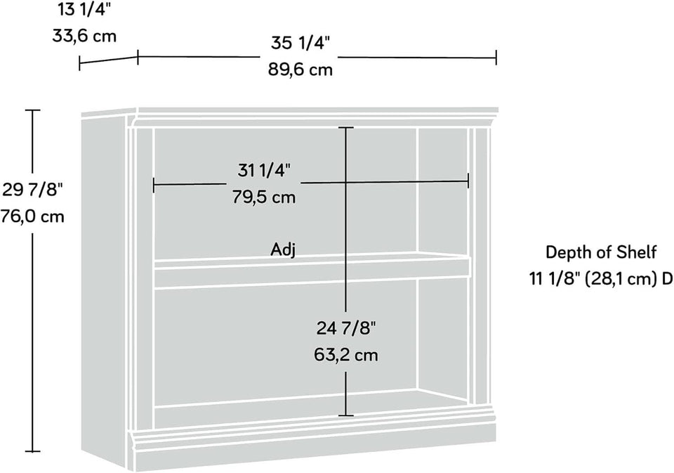 Two Shelf Bookcase Estate Black Finish For Home Office