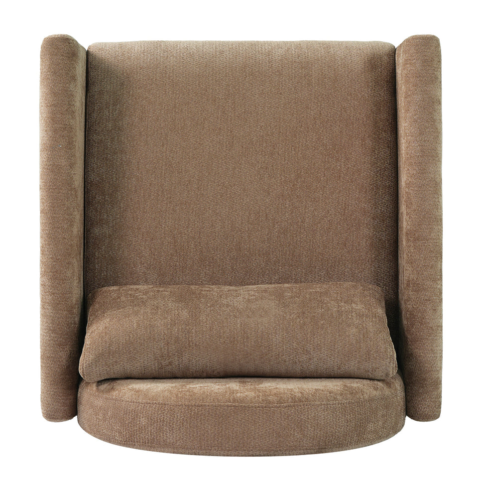 Coffee Pet Friendly Accent Chair with Hidden Pet Nook - Acacia Wood