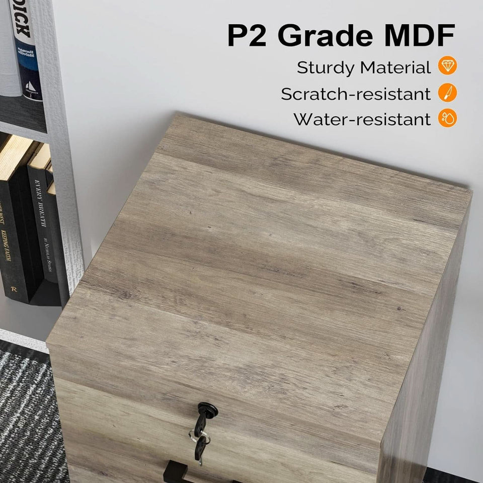 Rolling File Cabinet With Lock And Two Drawers For Letter Files