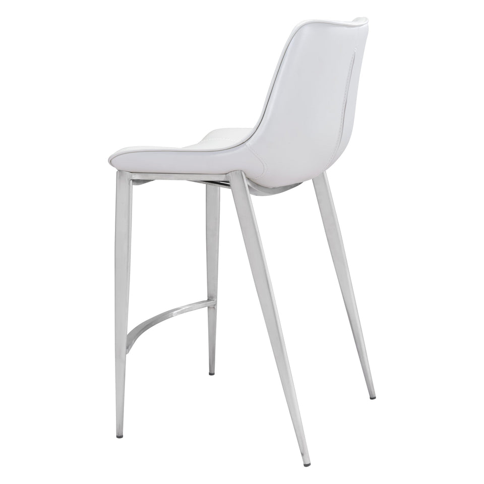 Magnus Counter Stool (Set of 2) White & Silver
